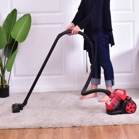 Floor Canister Vacuum Cleaner Costway Vacuum Cleaner Canister Bagless Cord Rewind Carpet Hard Floor w HEPA Filtration ()