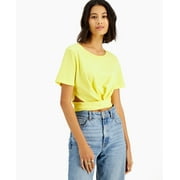 LNA Women's Side Scrunch Cutout T-Shirt Yellow Size X-Large