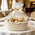 thumbnail image 4 of Woven Cotton Storage Basket with Handles, Decorative Gift and Organizer Basket for Shelf, Closet, Bathroom and Pantry, Beige, 4 of 6
