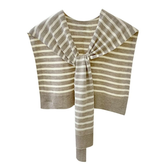 ZQUUVOU Women's Sweater Shawl Wraps Knitted Knotted Shawls Stripe Scarf Cape Shoulder Tops Blouses Fashion Wrap Khaki