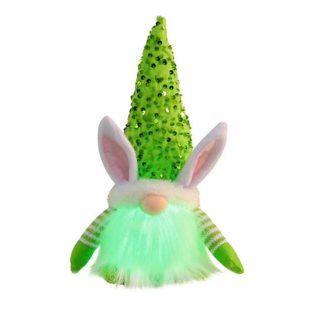 Adorno de Pascua con lentejuelas, conejito luminoso, muñeco, decoraciones festivas, muñecos de conejitos y gnomos, regalos para niños