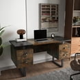 thumbnail image 4 of JESONVID Computer Desk with Drawers, 59"L Contemporary Home Office Laptop Desk with Floating Desktop and 4 Storage Drawers（Black & Rustic Brown）, 4 of 8