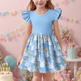 thumbnail image 4 of SGFCWSX Toddler Girls Summer Dress Flutter Sleeve Bunny Print Party Casual A-Line Dress for Kids Blue Size 5T, 4 of 6