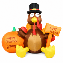 Novtech 6-FT Thanksgiving Inflatables Baseball Turkey Outdoor ...