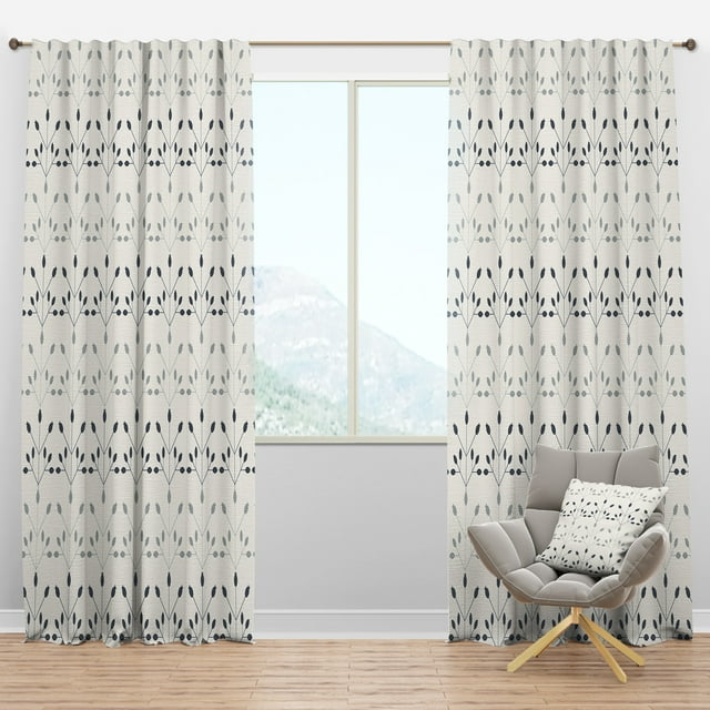 Designart 'Floral Retro Botanical Pattern I' Mid-Century Modern Blackout Curtain Panel