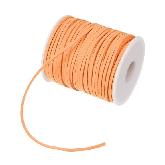 Uxcell 3mm 50 Yard Suede Cord with Roll Spool Flat Craft Faux Leather Lace for Necklace DIY Crafts Orange