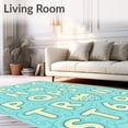 thumbnail image 2 of ODIKA 4x6 Machine Washable Non-Slip Area Rug, Storybook Alphabet with Gentle Pairs and Decorative Waves High Traffic Rug with Pad, Blue, 692870, 2 of 8