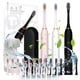 thumbnail image 1 of Cepillo de dientes eléctrico con 8 cabezales y estuche de viaje, 6 modos de limpieza, impermeable IPX7, 42000 VPM, batería de 60 días, carga USB, 1 of 8