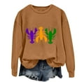 thumbnail image 1 of Baberdicy Haut à Manches Longues à Col Ras du Cou pour Femme à Imprimé Homard Brun Polyester, 1 of 4