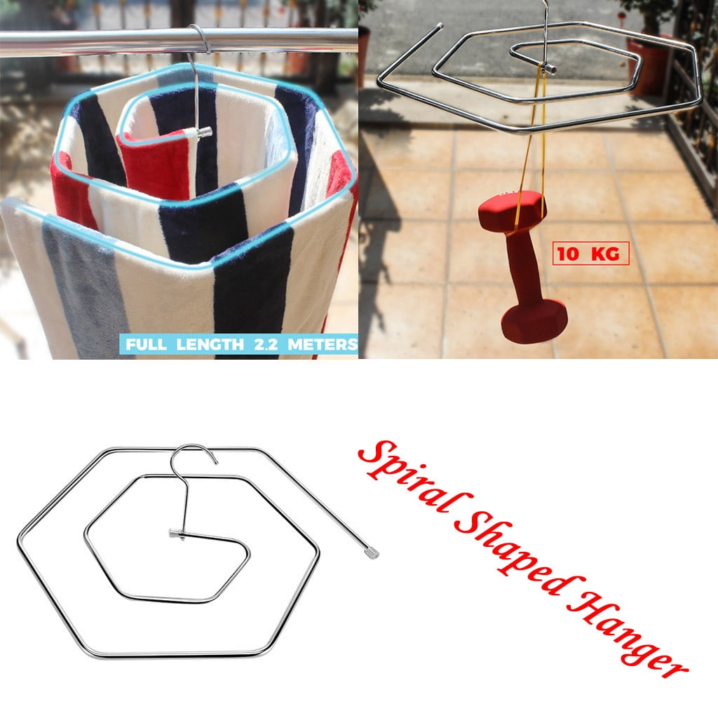 Stainless Steel Balcony Outdoor Spiral Shaped Drying Rack Quilt Sheet Hanger