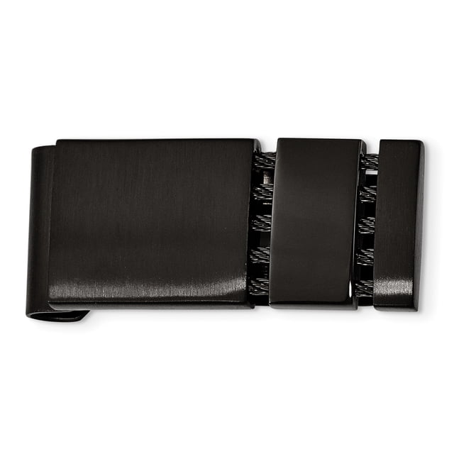 Mens Stainless Steel Black-Plated Money Clip