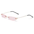 thumbnail image 1 of Gafas de sol rectangulares sin montura delgadas Gafas transparentes delgadas vintage Bisagra de resorte, 1 of 5