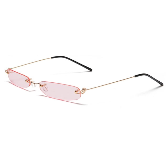Gafas de sol rectangulares sin montura delgadas Gafas transparentes delgadas vintage Bisagra de resorte