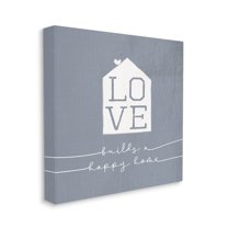 Stupell Industries Love Builds Happy Homes Phrase Rustic Blue Canvas Wall Art by Daphne Polselli