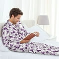 thumbnail image 6 of Fotbe Violets Flowers Pattern Long Sleeve Pajama Set for Men,Sleepwear Set,2-piece Loungewear Set,Soft PJs Comfy Nightwear with Pockets-XX-Large, 6 of 7