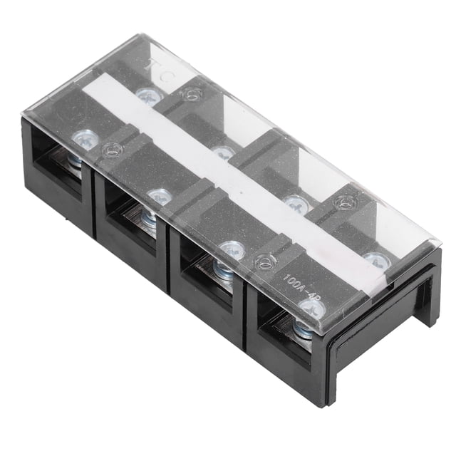 Bloque de terminales de 2 filas con barrera de cables eléctricos, tira de tornillos para fuente de alimentación con cubierta, CA 600 V, 100 ATC‑1004 (8 puntos de contacto)