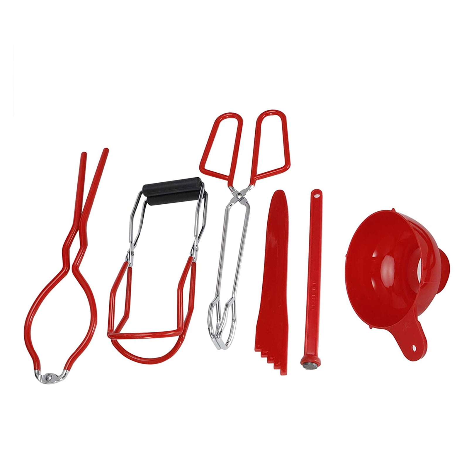 Coiry Canning Kit, Canning Jar Lifter with Grip, Anti-Scald Clip Suit, 6pcs (Red)