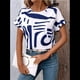 thumbnail image 5 of Blusa de Verano para Mujer, Estilo Túnica Informal, Elegante, con Cuello Asimétrico, Corta y Botones, Color Azul XL, 5 of 10