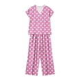 thumbnail image 6 of hoksml Women's Polka Dot 2 Piece Outfit, V Neck Cap Sleeve Top and Elastic Waist Wide Leg Pants Casual Lounge Set, 6 of 6