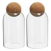 Uxcell 17oz Glass Storage Container with Ball Cork Kitchen Glass Jar Candy Jars Decorative Glass Canister 2 Pack