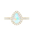 thumbnail image 5 of Rosec Jewels Ethiopian Opal Teardrop Ring with Diamond Halo (5X7mm Pear Shape, AAA Quality), 14K Yellow Gold, US 4.00, 5 of 10