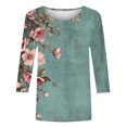 thumbnail image 4 of COM1950s Chemises pour Filles, Mode Enfants Femme Col Rond T-Shirt Imprimé Manches 3/4 Blouse, 4 of 9