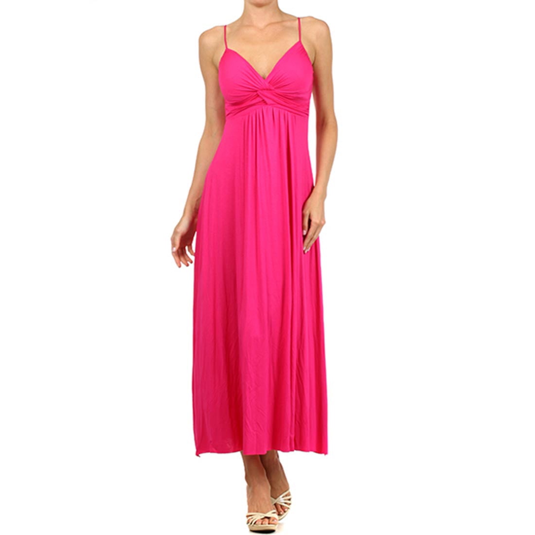 Hot Pink Spaghetti Strap Maxi Dress 