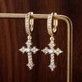 thumbnail image 3 of SFTING Hoop Earrings for Women Cross 5A CZ Gothic Pendant 18K Gold Plated Jewelry Gift for Her, 3 of 7