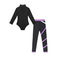 thumbnail image 3 of inlzdz Kids Girls Long Sleeves Gymnastics Leotards Leggings Dancewear Athletic Ballet Dance Leotards Lavender 4XL, 3 of 7