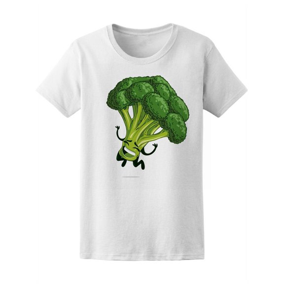 Cool Happy Broccoli Jumping T-Shirt Women -Image by Shutterstock, Female Small