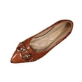 thumbnail image 2 of BRGZLK Women's Loafers Flats Casual Versatile Plus Size Metal Chain Pointed Toe Comfortable Breathable Soft Sole Slip-On Work Flats Shoes for Walking Brown 5.5, 2 of 5