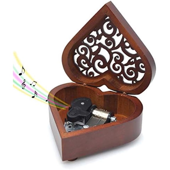 Wooden Music Box Amazing Grace, Wind Up Clockwork Mechanism Vintage Small Musical Gifts (Amazing Grace)