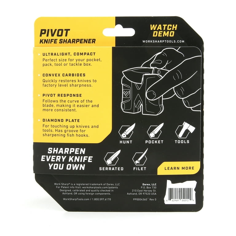 Pivot Knife Sharpener with Pivot-Response and Convex-Carbide