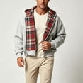 thumbnail image 5 of UVEASISHA Mens Plaid Zip Up Hoodie Oversized Casual Athletic Jackets Full Zip Lightweight Hooded Jacket Loose Fit Long Sleeve Outerwear Coat for Weekend Outing Red XL, 5 of 5