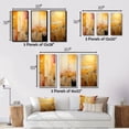thumbnail image 4 of Designart "Golden City Sunset" Modern Geometric Framed Wall Art Set Of 3 - Gold Abstract Frame Gallery Set For Office Decor, 4 of 7