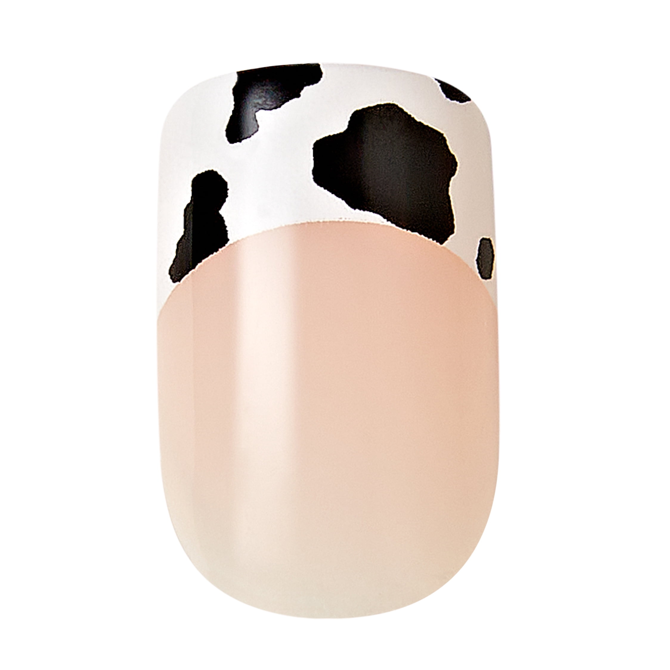 KISS Salon Design Medium Coffin Glue-On Nails, Glossy Light White, 24 Count