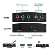 YPbPr to HDMI Converter with Audio Extractor, Component to HDMI Converter, Component Video Adapter for HDTV, Supports 1080P and Digital Audio