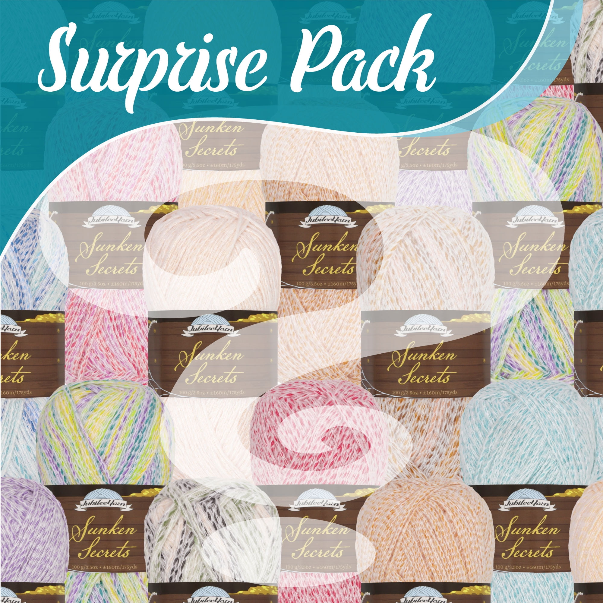 JubileeYarn Sunken Secrets Yarn - Worsted Polyester - 100g/Skein - Surprise Pack - 4 Skeins