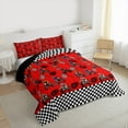 thumbnail image 3 of Feelyou Teens Red Dirt Bike Bedding Comforter Set, Motorcycle Extreme Sport Twin Comforter Sets, Black White Buffalo Reversible Bedding Set, Luxury Bedroom Decor, 2pcs, 3 of 8
