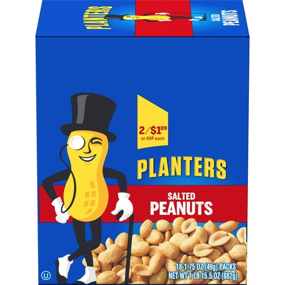 Planters Salted Peanuts, 18 ct Box, 1.75 oz Packs