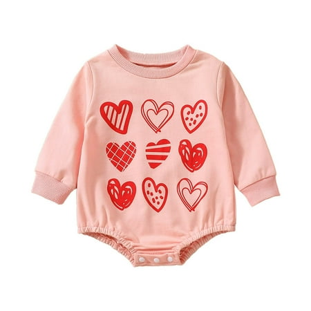 

Baby Girls Cotton Heart Print Autumn Valentine s Day Long Sleeve Romper Bodysuit Clothes 18-24 Months