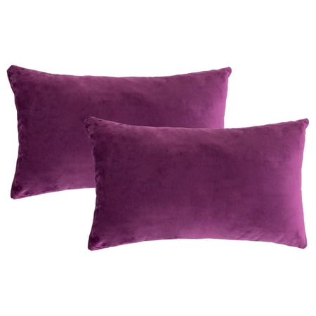 Decorative Pillows Set Of Two CLEARANCE! Throw Pillows Covers Sets of 2, Premium Velvet Rectangle Solid Decorative Pillows, Cushion Cases Pillowcases for Couch Home Decoration Sofa Bedroom Car, 12'' x 20'', Eggplant Purple, S14444 ()