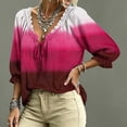 thumbnail image 4 of Womens 3/4 Length Sleeve Tunic Tops Dressy Casual V-Neck Summer Tops Beach Vacation Clothes, 4 of 5