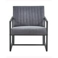thumbnail image 3 of Modern Accent Chair, Steel Armchair Lounge Living Room Chair, Single Sofa Comfy Reading Armchair for Dining Bedroom Living Room, Upholstered Cozy Side Sofa Chair Relaxing Seating, Grey-Leather, 3 of 7