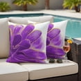 thumbnail image 4 of Purple Gold Outdoor Waterproof Pillow Covers, Abstract Flower Ombre Aesthetics Paint Decorative Square Throw Pillowcase Sofa Cushion Sham for Patio/Couch/Chair, 16"x16" 2 Pack, 4 of 8