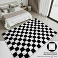 thumbnail image 2 of Washable Checke Rug x, Non-Slip Low Pile Area Rug for Living Room, Bedroom, Nursery, Modern Neutral Farmhouse Checkerboard Carpet, Pet & Kid Friendly, 2 of 9