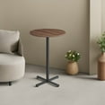 thumbnail image 5 of LEDREM 41.1-Inch Round Bar Table, High Top Cocktail Table with Cross Base & Adjustable Feet, for 2-3 People, Natural Walnut, 5 of 6