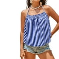 thumbnail image 2 of BiZtdJrK Womens Striped Halter Tank Tops Sleeveless Shirts Backless Camisole Summer Casual Vacation Tanks Blue L, 2 of 5