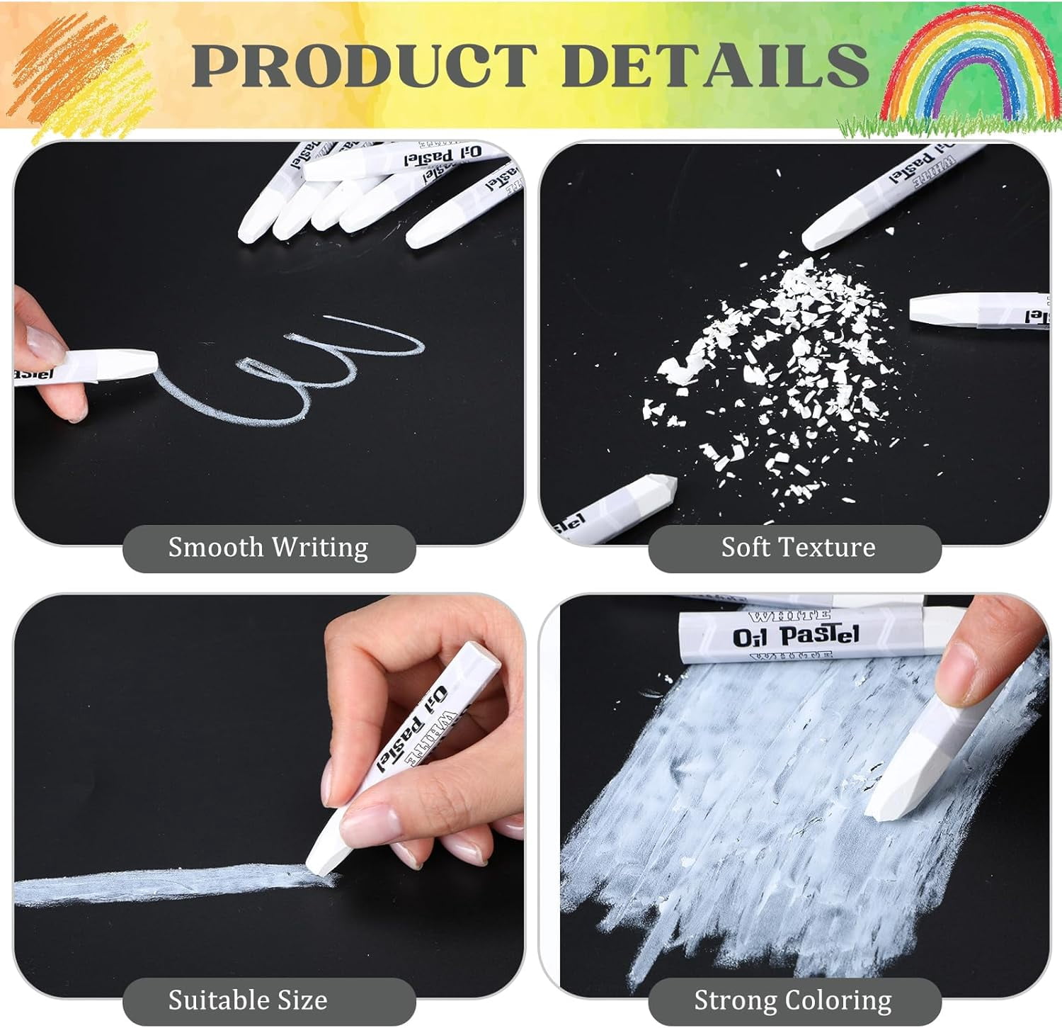48 Pcs Black and White Soft Oil Pastels Bulk Artists Crayons Single Color Hexagonal Creamy Pastel for Beginners Painting Drawing Relaxing Blending