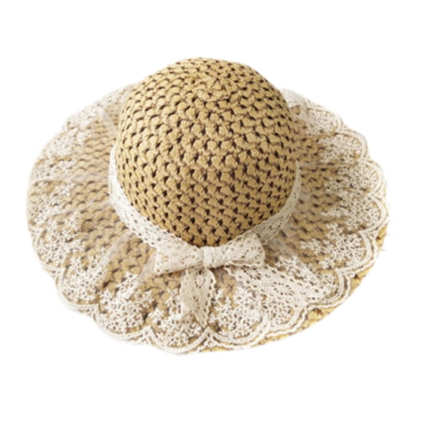 Sombrero de paja Salvador Visera para el sol Bohemia ala de encaje para festivales viajes cortos vacaciones para niños